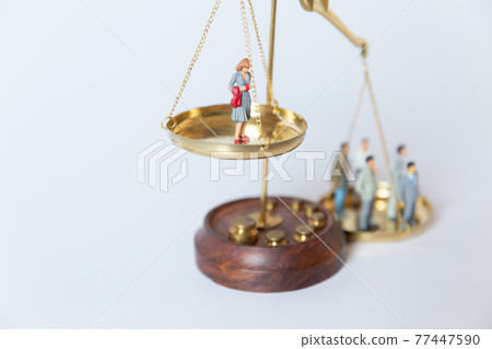 Image of gender balance between men and women on the balance 77447590