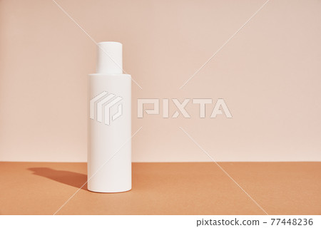 White cosmetics mockup on beige background 77448236
