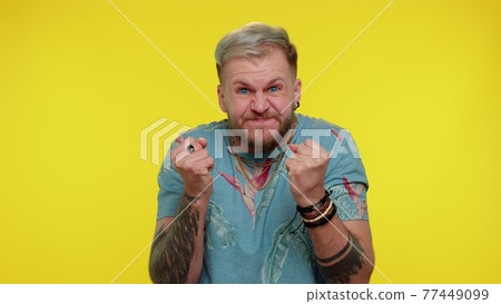 Upset frustrated annoyed irritated man quarreling, asking reason of conflict, why such stubborn Upset frustrated annoyed irritated man quarreling, asking reason of conflict, why such stubborn 77449099