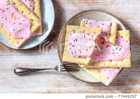 Strawberry pop tarts, American breakfast, top shot Strawberry pop tarts, American breakfast, top shot 77449297