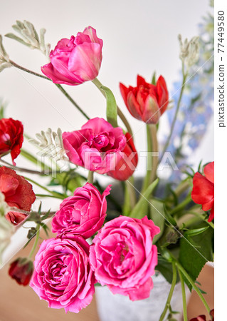 Bouquet 016. Finished flower arrangement in a vase for home. Flowers bunch, set for interior. Fresh cut flowers for decoration home. European floral shop. Delivery fresh cut flower. Bouquet 016. Finished flower arrangement in a vase for home. Flowers bunch, set for interior. Fresh cut flowers for decoration home. European floral shop. Delivery fresh cut flower. 77449580