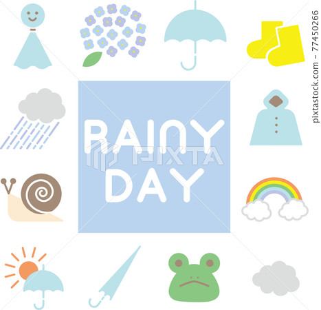 Rainy season rain paint pop icon 77450266