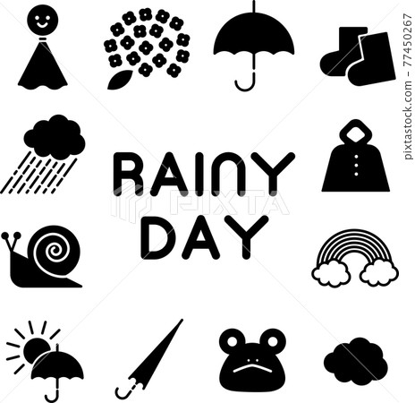 Rainy season rain monochrome pop icon 77450267