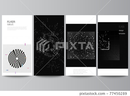 Vector layout of flyer, banner design templates for website design, vertical flyer design, website decoration.Black color technology background. Digital visualization of science, medicine,tech concept Vector layout of flyer, banner design templates for website design, vertical flyer design, website decoration.Black color technology background. Digital visualization of science, medicine,tech concept 77450289