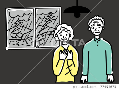 Senior couple uneasy due to power outage Senior couple uneasy due to power outage 77451673