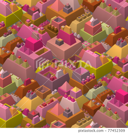 3d stylized futuristic city in multiple bright color 77452309