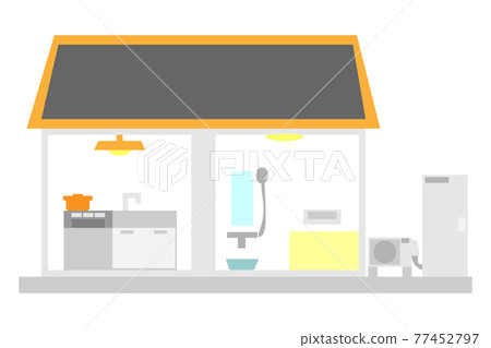 Houses with EcoCute and solar panels 77452797
