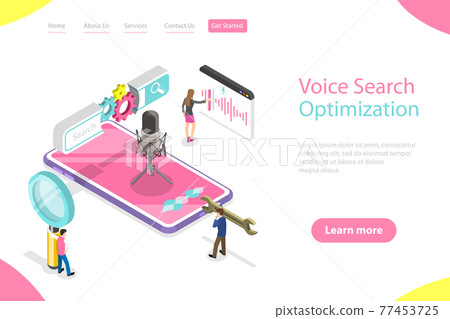 Isometric flat vector landing page template of voice search optimization. Isometric flat vector landing page template of voice search optimization. 77453725