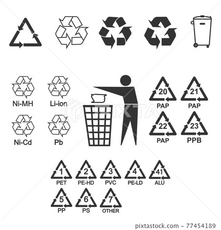 Packaging recycling icons set. Vector illustration, flat design. 77454189