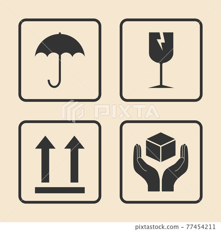 Fragile icon. Packaging symbol icon set. Vector illustration, flat design. 77454211
