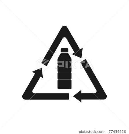 Recyclable plastic, Recycled bottle icon. Vector illustration, flat design. 77454228