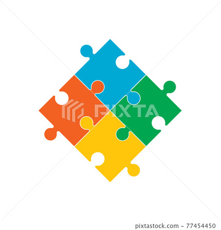 Simple puzzle icon. Vector illustration, flat design. 77454450
