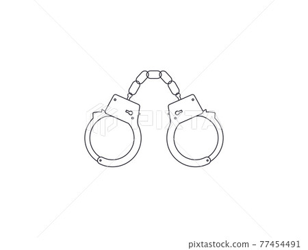 Handcuffs, arrest outline icon on white background. Vector. Handcuffs, arrest outline icon on white background. Vector. 77454491