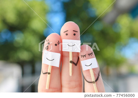 Fingers art of family. Concept of people hiding emotions. 77456000