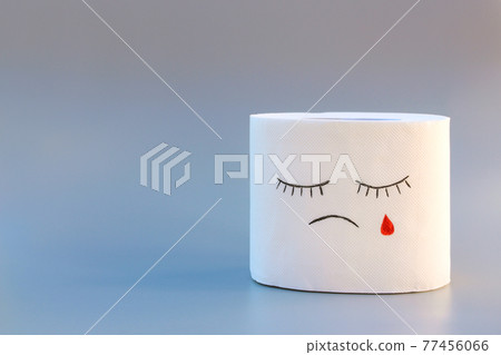 Toilet paper and blood. Concept of hemorrhoid treatment. Toilet paper and blood. Concept of hemorrhoid treatment. 77456066