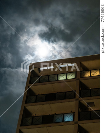 Scary apartment lights at night Scary apartment lights at night 77456068