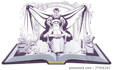 Faust and Mephistopheles devil seduces scientist alchemist 77456101