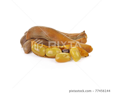 mucuna pruriens or velvet bean isolated on white background 77456144
