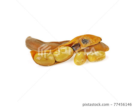 mucuna pruriens or velvet bean isolated on white background 77456146