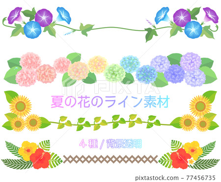 Summer flower line material set - Stock Illustration [77456735] - PIXTA