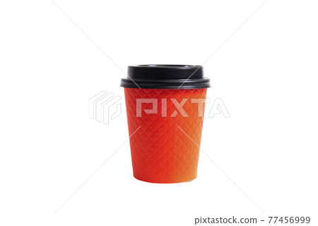 Red plastic coffee cup isolated on wite background 77456999