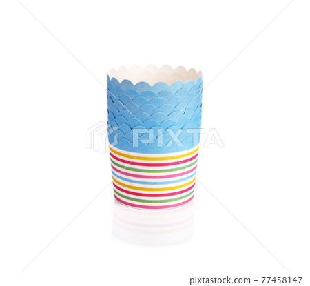 Colorful cupcake paper cups on white background 77458147