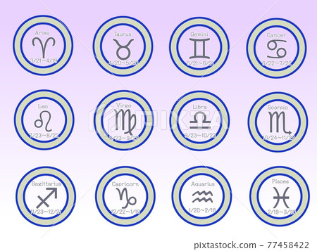 Light pink ring 12 constellation icon set Light pink ring 12 constellation icon set 77458422