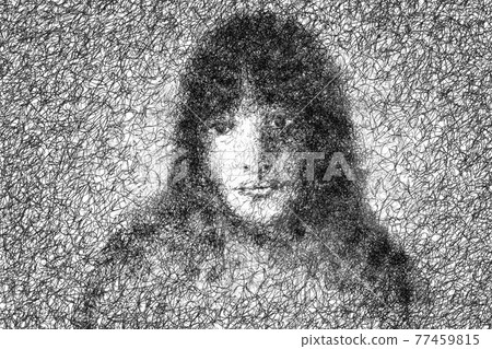 女性肖像線描 女性肖像線描 77459815