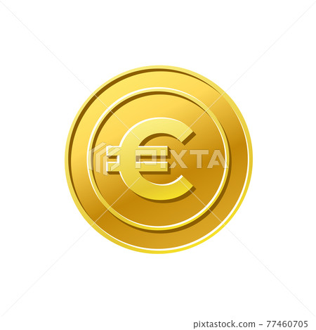 Gold Euro coin icon. Currency exchange. Euro sign Gold Euro coin icon. Currency exchange. Euro sign 77460705