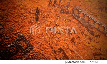 Cinematic theme with shapes in planet mars on... - Stock Illustration ...