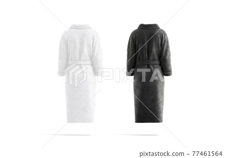 Blank black and white hotel bathrobe mockup, back view Blank black and white hotel bathrobe mockup, back view 77461564