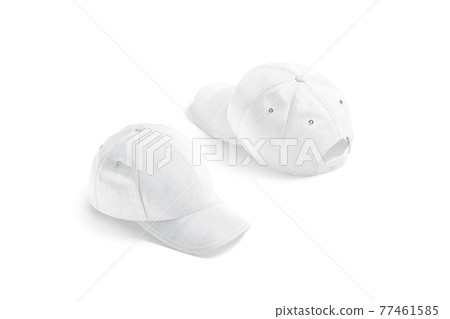 Blank white baseball cap mockup, side and back view 77461585