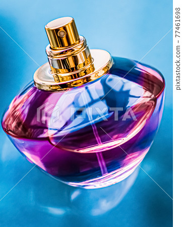 Perfume bottle on glossy background, sweet floral scent, glamour fragrance and eau de parfum as holiday gift and luxury beauty cosmetics brand design Perfume bottle on glossy background, sweet floral scent, glamour fragrance and eau de parfum as holiday gift and luxury beauty cosmetics brand design 77461698