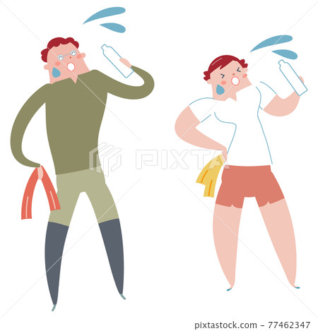 男運動員和女運動員補水的插畫素材 男運動員和女運動員補水的插畫素材 77462347