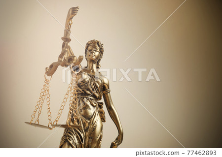 The Statue of Justice symbol, legal law concept. Filtered photo 77462893