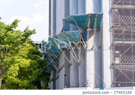 Construction site safety morning glory protective shelf disaster prevention measures 77463189