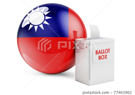 Ballot box with Taiwanese flag. Election in Taiwan. 3D rendering Ballot box with Taiwanese flag. Election in Taiwan. 3D rendering 77463902