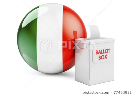 Ballot box with Irish flag. Election in Ireland. 3D rendering Ballot box with Irish flag. Election in Ireland. 3D rendering 77463951