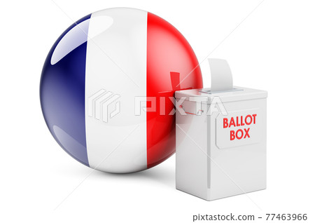Ballot box with French flag. Election in France. 3D rendering 77463966