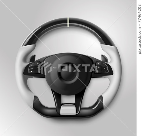 Expensive black and white car rudder with... - Stock Illustration ...