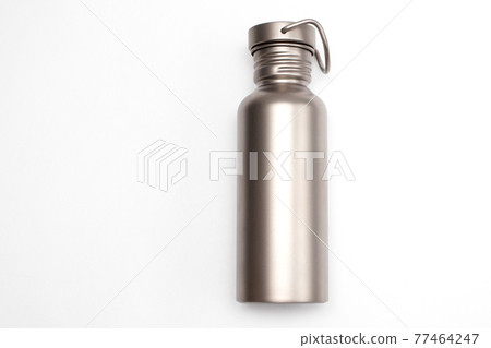 Titanium Hydration Bottle on white background. Eco friendly concept Titanium Hydration Bottle on white background. Eco friendly concept 77464247