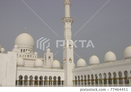 謝赫扎耶德大清真寺在華麗的阿拉伯聯合酋長國(阿聯酋)阿布扎比的外觀 謝赫扎耶德大清真寺在華麗的阿拉伯聯合酋長國(阿聯酋)阿布扎比的外觀 77464451