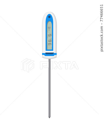Thermometer icon. Measuring body temperature in vector. Electronic thermometer main prevention coronavirus. Design template of digital thermometer showing temperature 77466651