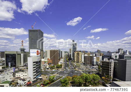 Okayama City, Okayama Prefecture, overlooking the city hall from Okayama City Hall 77467391