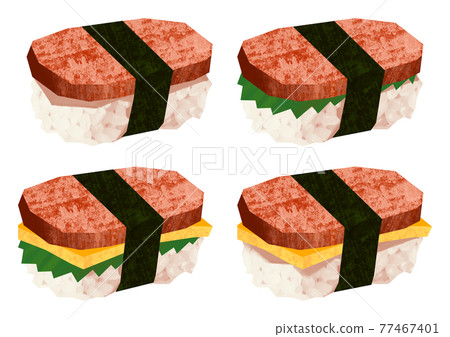 Paper-cutting-style spam musubi - Stock Illustration [77467401] - PIXTA