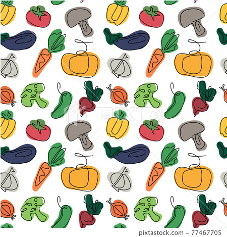 Vegetable Seamless Vector Illustration Background Pattern doodle scetch colorful 77467705
