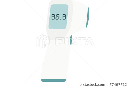 Image of measuring body temperature with a non-contact thermometer Image of measuring body temperature with a non-contact thermometer 77467712