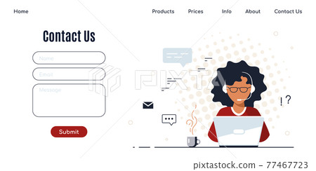 Contact Us web page design template in flat style Contact Us web page design template in flat style 77467723