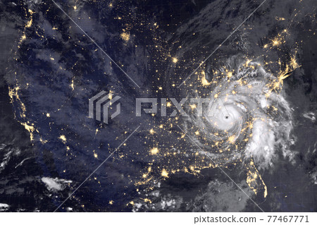 Huge hurricane over America, night photography.  77467771