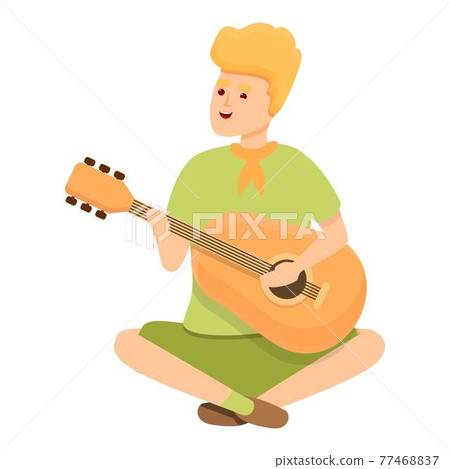 Scouting guitar play icon, cartoon style Scouting guitar play icon, cartoon style 77468837